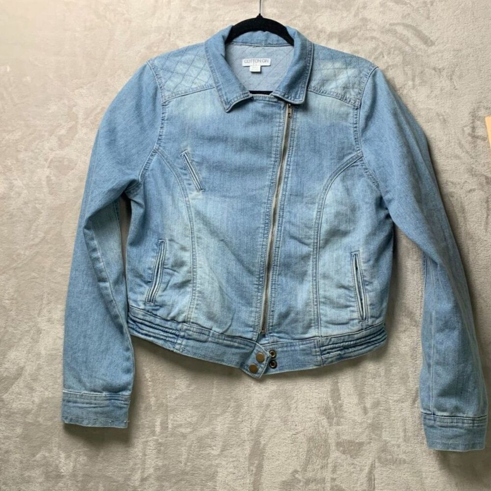 COTTON ON CASUSAL JEAN JACKET WOMENS Size LARGE in LIGHT WASH BLUE 129164 85630
